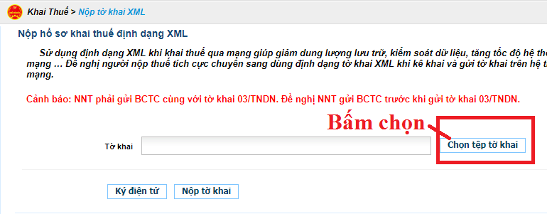 Chọn tờ khai thuế Chọn tờ khai thuế