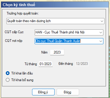 Lựa chọn kỳ kê khai QTT TNCN