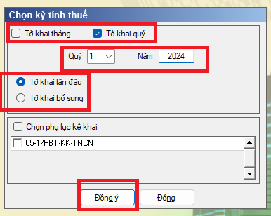 Chọn kỳ kê khai thuế TNCN