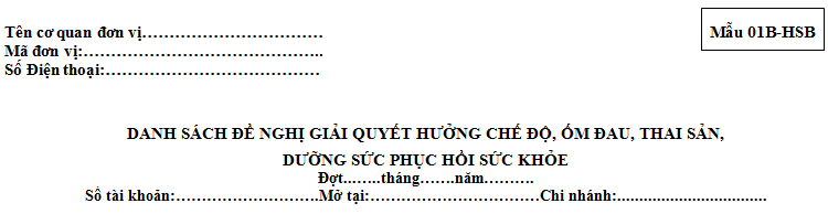 Mẫu 01B-HSB Mẫu 01B-HSB