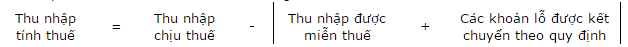 công thức xác định thu nhập tính thuế