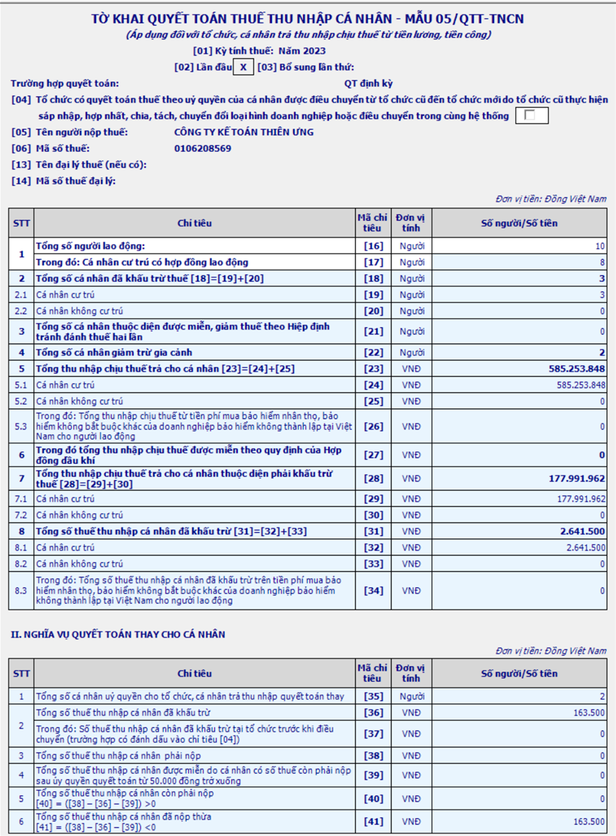 Mẫu tờ khai quyết toán thuế TNCN mẫu 05/QTT-TNCN