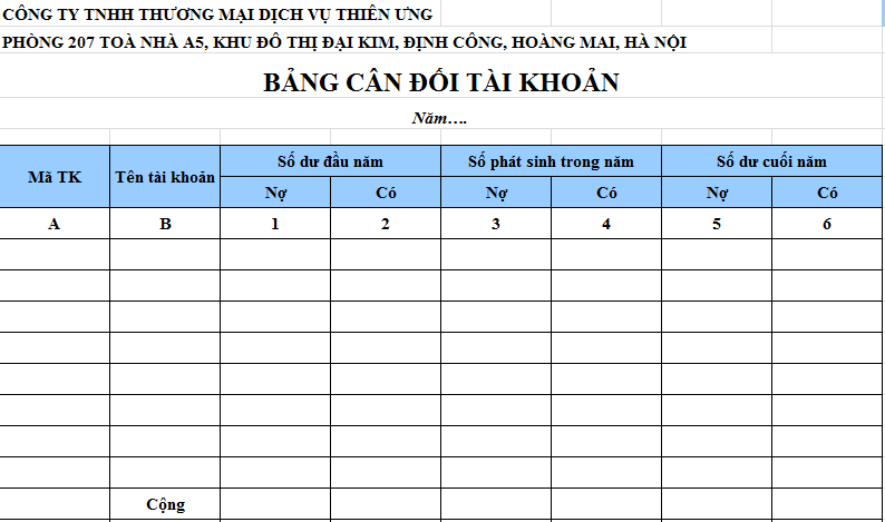 bảng cân đối kế toán - F01-DNN