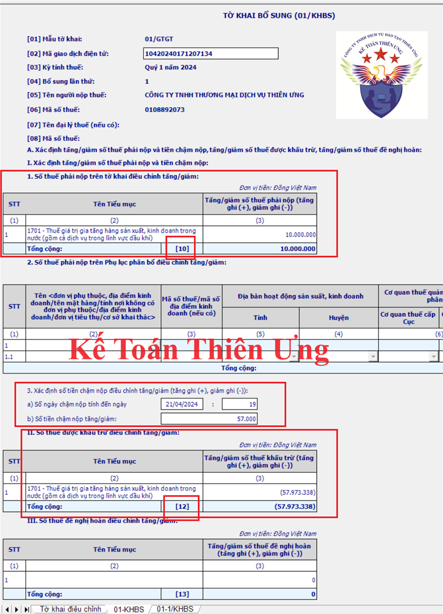 Cách làm tờ khai điều chỉnh bổ sung