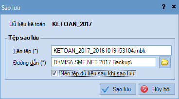 Cách sao lưu dữ liệu trong misa 2017