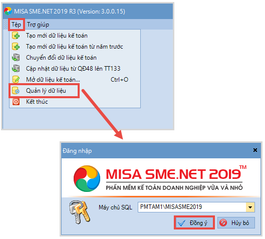 cách sao lưu dữ liệu misa 2019