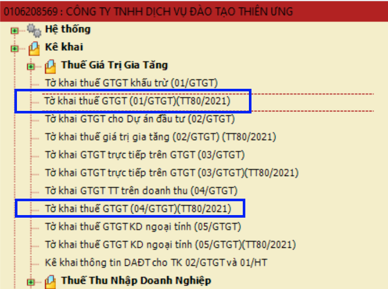 Chọn tờ khai thuế GTGT theo phương pháp DN áp dụng Chọn tờ khai thuế GTGT theo phương pháp DN áp dụng