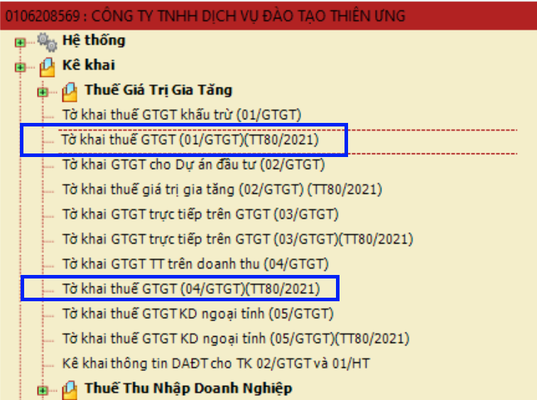 Chọn tờ khai thuế GTGT theo phương pháp DN áp dụng