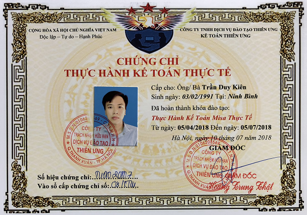 Chứng chỉ thực hành kế toán trên phần mềm Misa