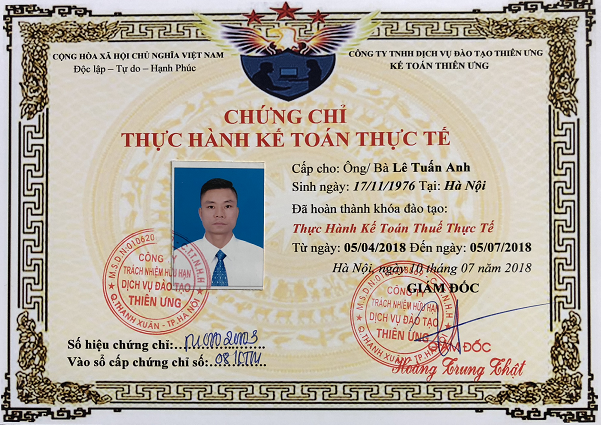 Chứng chỉ Kế Toán Thuế thực hành thực tế