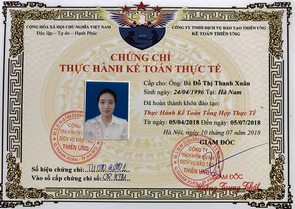 Chứng chỉ thực hành kế toán tổng hợp