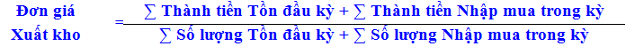 Công thức tính đơn giá xuất kho theo PP bình quân cuối kỳ