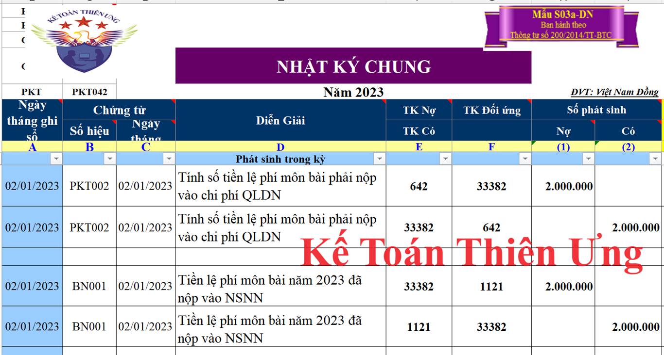 Hạch toán thuế lệ phí môn bài phải nộp