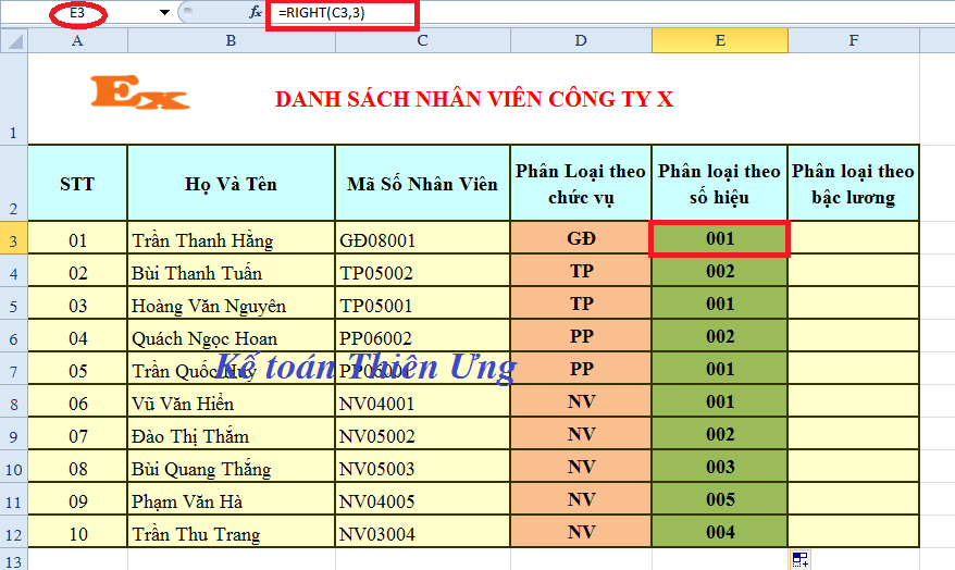 hàm left trong excel