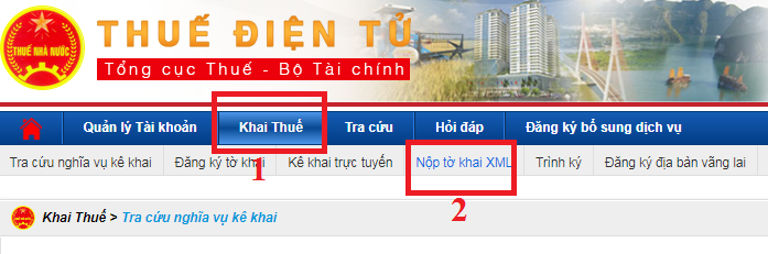 Chọn chức năng khai thuế