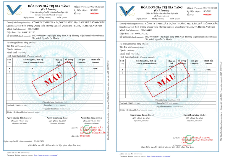 Mẫu hóa đơn điện tử Mẫu hóa đơn điện tử