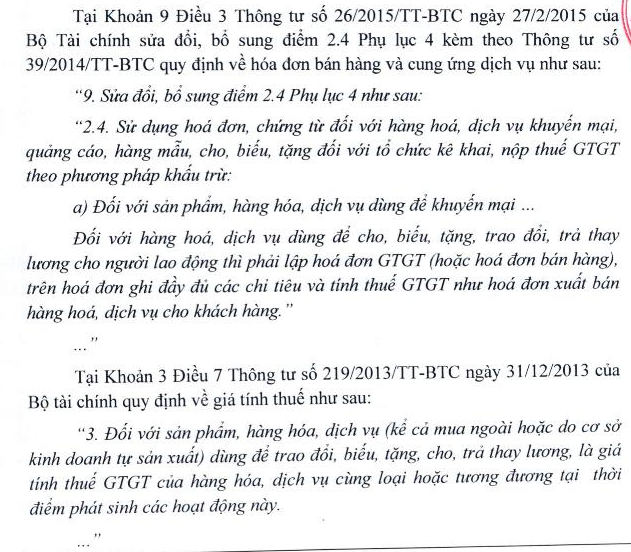 Chi phí thuế GTGT đầu ra trên hóa đơn tặng quà