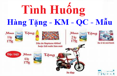 Tình huống hàng tặng khuyến mại hàng mẫu, quảng cáo