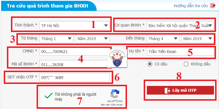 Tra cứu quá trình tham gia BHXH